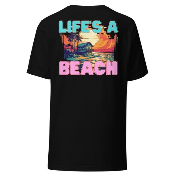 MUDPUPs Lifes A Beach Shirt Salty Vibes Beach Bum Shirt Beach Coverup Surfer Tee - Picture 10 of 11